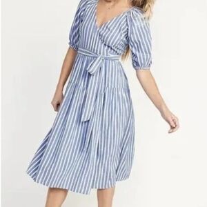Old Navy Blue Striped Midi Dress